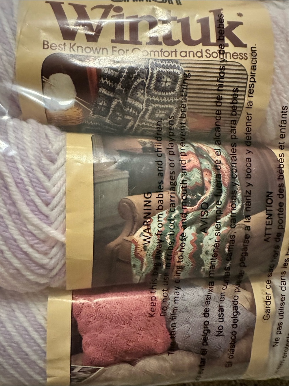 Vintage Caron Wintuk Spring Blossom Yarn - 3 Skeins Same Dye Lot NEW